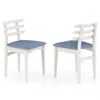 Hivvago Fabric Kitchen Side Chairs With Rubber Wood Frame And Padded Seat-white