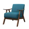 Hivvago Fabric Upholstered Accent Chair With Curved Armrests, Blue In Blue