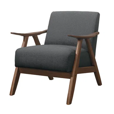 Hivvago Fabric Upholstered Accent Chair With Curved Armrests, Gray