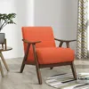 Hivvago Fabric Upholstered Accent Chair With Curved Armrests, Orange In Orange