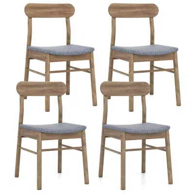 Hivvago Fabric Upholstered Kitchen Armless Dining Chairs With Rubber Wood Frame Set Of 4 In Brown