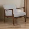 Hivvago Fabric Upholstered Mid Century Wooden Lounge Chair, Gray And Brown