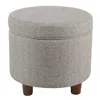 Hivvago Fabric Upholstered Round Wooden Ottoman With Lift Off Lid Storage, Light Gray In Neutral