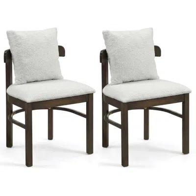 Hivvago Fabric Upholstered Wood Dining Chairs Set Of 2 With Removable Pillow