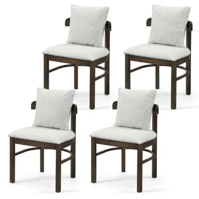 Hivvago Fabric Upholstered Wood Dining Chairs Set Of 4 With Removable Pillow
