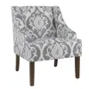 Hivvago Fabric Upholstered Wooden Accent Chair With Swooping Armrests And Damask Pattern Design, Multicolor In Gray