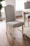 Hivvago Fabric Upholstered Wooden Side Chair, White And Gray, Pack Of Two In Gray