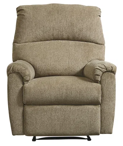 Hivvago Fabric Upholstered Zero Wall Recliner With Pillow Top Armrests, Beige