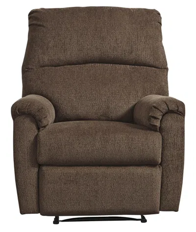 Hivvago Fabric Upholstered Zero Wall Recliner With Pillow Top Armrests, Brown