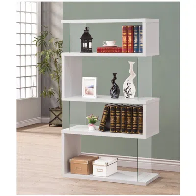 Hivvago Fantastic Glossy White Wooden Bookcase