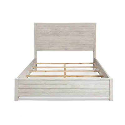 Hivvago Farmhome Off White Solid Pine Platform Bed In King Size