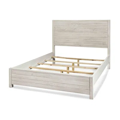 Hivvago Farmhome Off White Solid Pine Platform Bed In Queen Size In Neutral