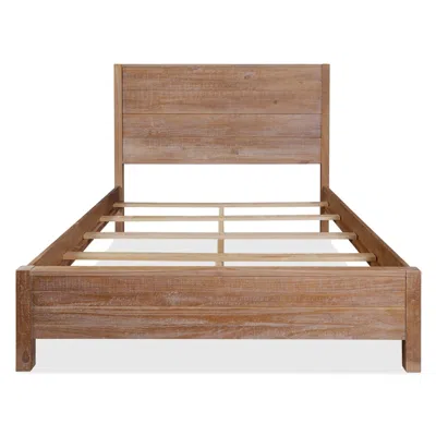 Hivvago Farmhome Rustic Solid Pine Platform Bed In King Size In Brown