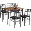Hivvago Farmhouse 5-piece Dining Set With Wood-top Table And 4 Cushioned Chairs In Black