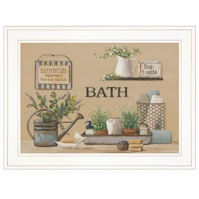 Hivvago Farmhouse Bath White Framed Print Bathroom Wall Art