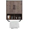 Hivvago Farmhouse Bathroom Wall Cabinet With Towel Bar In Taupe Grey Brown Wood Finish In Brown