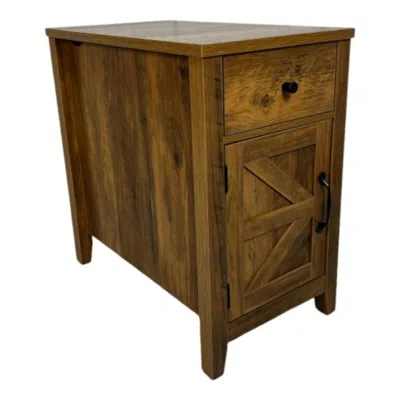 Hivvago Farmhouse Brown Antique Brown Table With Charging Station