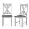 Hivvago Farmhouse Chair Set Of 2 With Rubber Wood Frame And Elegant Hollowed Backrest-gray