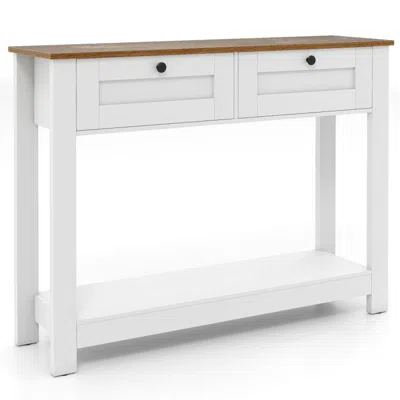 Hivvago Farmhouse Console Table With 2 Drawers 42 Inch Long Narrow Entryway Table In White