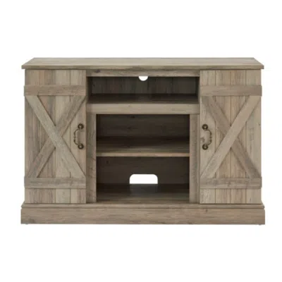 Hivvago Farmhouse Media Tv Stand With Storage For Tvs Up To 50 Inch Gray Wash In Neutral