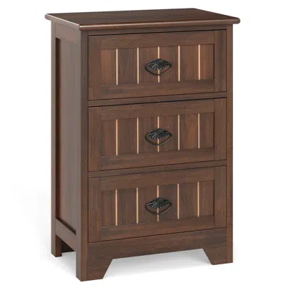 Hivvago Farmhouse Nightstand With 3 Storage Drawers And Handles