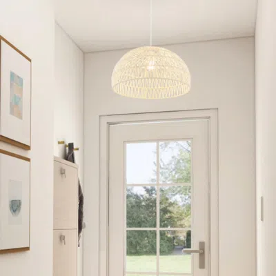 Hivvago Farmhouse Rattan Pendant Lights With Adjustable Hanging Rope-beige In Neutral