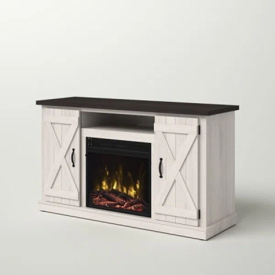 Hivvago Farmhouse Rustic Ivory/espresso Tv Entertainment Electric Fireplace In White