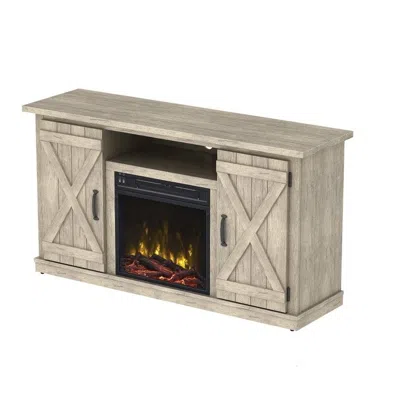 Hivvago Farmhouse Rustic Pine Tv Entertainment Electric Fireplace In Neutral