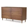 Hivvago Farmhouse Rustic Walnut Mid Century 6 Drawer Dresser
