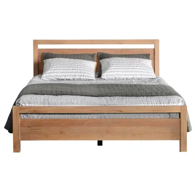 Hivvago Farmhouse Solid Wood Platform Bed Frame With Headboard Footboard In Brown