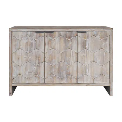Hivvago Farmhouse Style 3-door Wooden Accent Cabinet/sideboard - Natural Wood In Gray