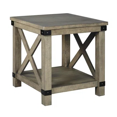 Hivvago Farmhouse Style End Table With X Shaped Sides And Open Bottom Shelf, Gray In Brown