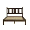 Hivvago Farmhouse Style Solid Wood Platform Bed With Headboard In Espresso In Brown