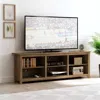 Hivvago Farmhouse Style Tv Stand With 6 Storage Compartments In Brown Oak Wood Finish In Brown