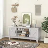 Hivvago Farmhouse Tv Stand For Tvs Up To 65 Inches With 2 Barn Door Cabinets-gray