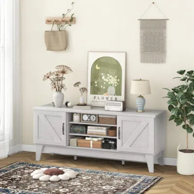 Hivvago Farmhouse Tv Stand For Tvs Up To 65 Inches With 2 Barn Door Cabinets-gray