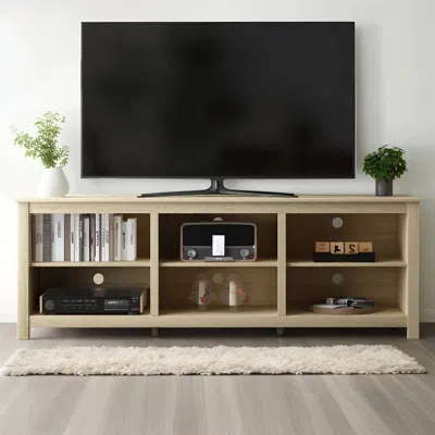 Hivvago Farmhouse Tv Stand In Light Oak Wood Finish - For Tvs Up To 70-inch In Neutral
