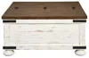 Hivvago Farmhouse Two Tone Cocktail Table With Lift Top Storage, Brown And White