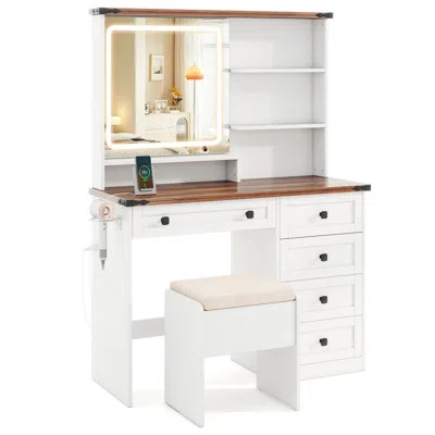 Hivvago Farmhouse Vanity Set With Mirror And 3-color Lighting