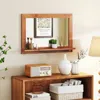 Hivvago Farmhouse Wall Mirror With Shelf And Teak Wood Frame In Brown