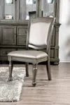 Hivvago Faux Leather Upholstered Solid Wood Side Chair, Pack Of Two, Silver And Gray In Gray