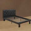 Hivvago Faux Leather Upholstered Twin Size Bed With Tufted Headboard Black In Black