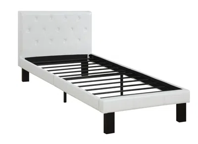Hivvago Faux Leather Upholstered Twin Size Bed With Tufted Headboard White