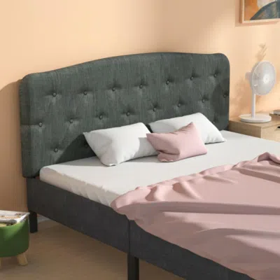Hivvago Faux Linen Headboard With Adjustable Heights-dark Gray