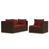 Hivvago Faye 3pc Outdoor Modular Sofa Set, Brown Rattan, Powder Coated Steel
