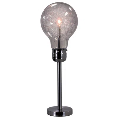 Hivvago Febe 26 Inch Table Lamp, Large Bulb Shade, Glass, Metal, Black Nickel In Metallic