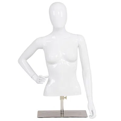 Hivvago Female Mannequin Torso Adjustable Height With Metal Stand In White
