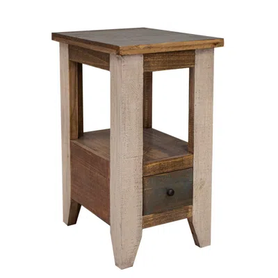 Hivvago Fena 26 Inch Narrow End Table, Open Shelf, Multicolor Distress Pine Wood In Brown