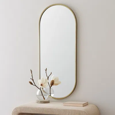 Hivvago Fenny Wall Mounted Mirror Decor, Oval Shape, 16 X 40, Champagne Metal In Gold