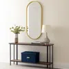 Hivvago Fenny Wall Mounted Mirror Decor, Oval Shape, 16 X 40, Gold Metal In Gold